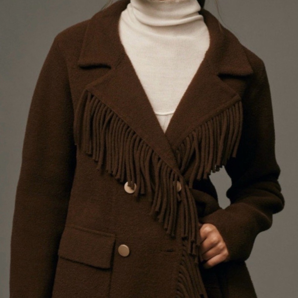 Anthropologie NVLT knit fringe blazer coat/cardigan - Picture 2 of 11